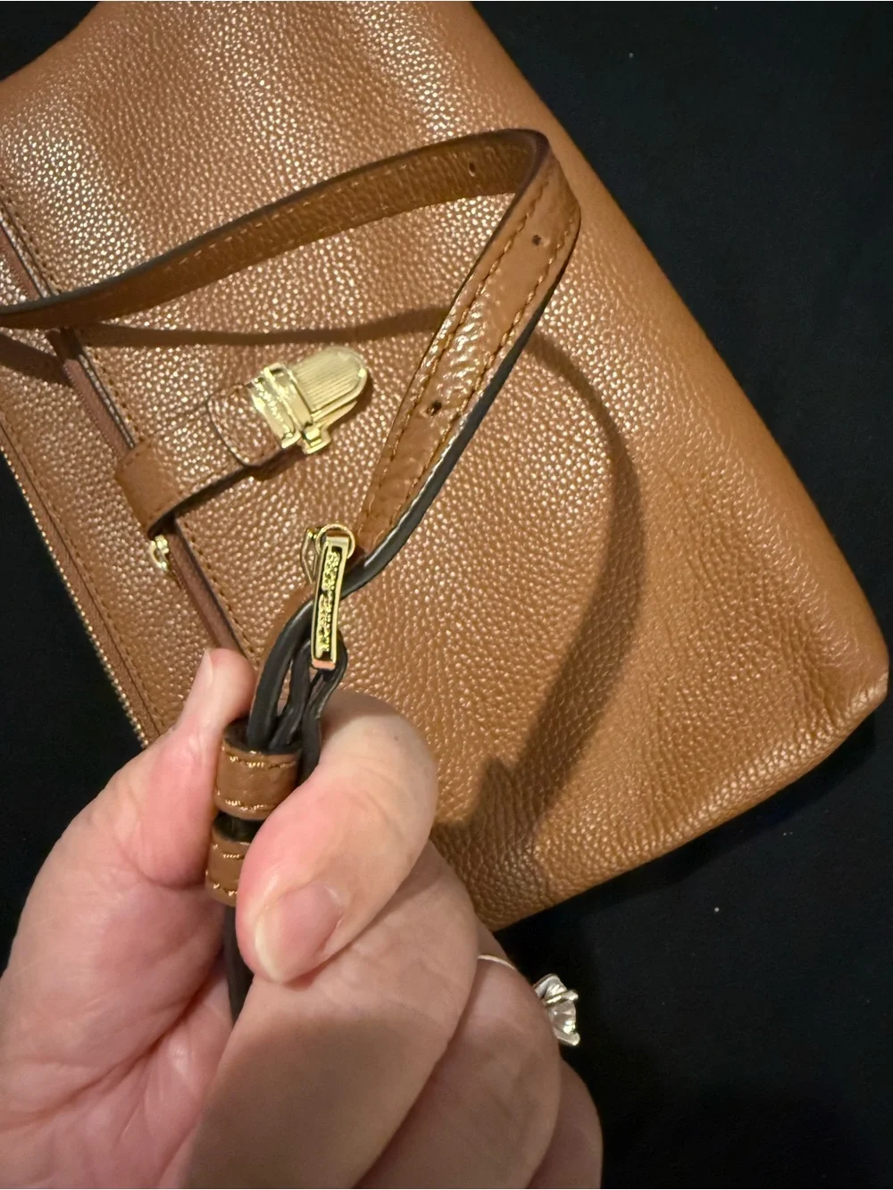 Michael Kors Pebbled Leather Crossbody Bag in Cognac Brown with Gold Hardware